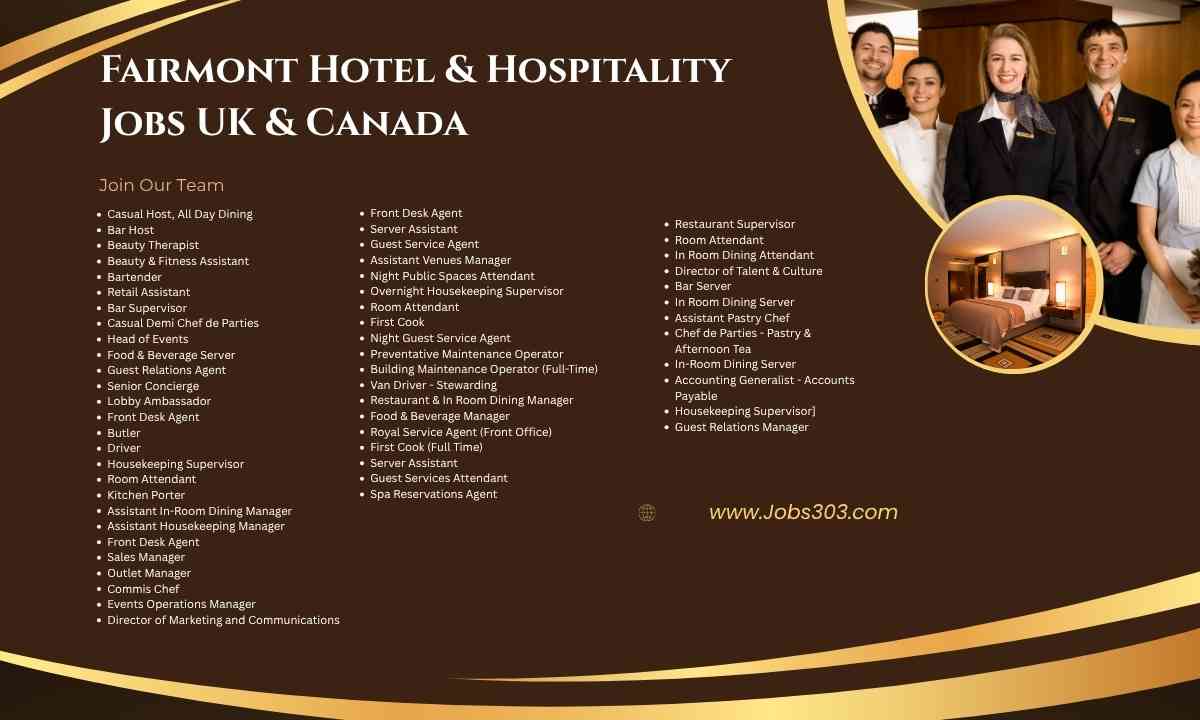 Fairmont Hotel & Hospitality Jobs UK & Canada